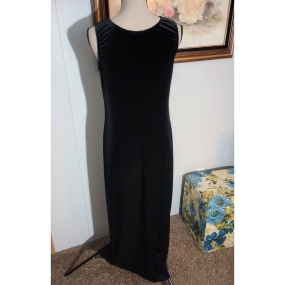 Coldwater Creek Womens Black Velvet Dress Floral Jacket size 6 Long Buttons 2 pc - Picture 8 of 16